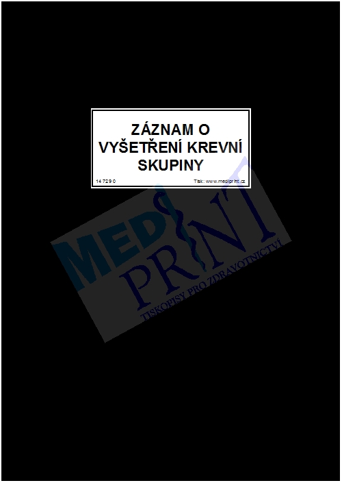 Záznam o vyšetření krevní skupiny - kniha 100 list