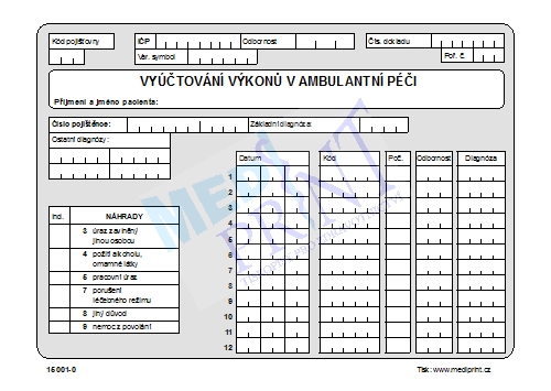 Vyúčtování výkonů v ambulantní péči 80g