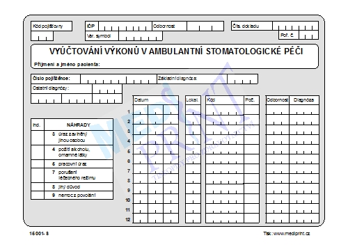 Vyúčtování výkonů v ambulantní stom. péči