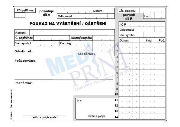 Poukaz na vyšetření - ošetření A5 nelep. 80