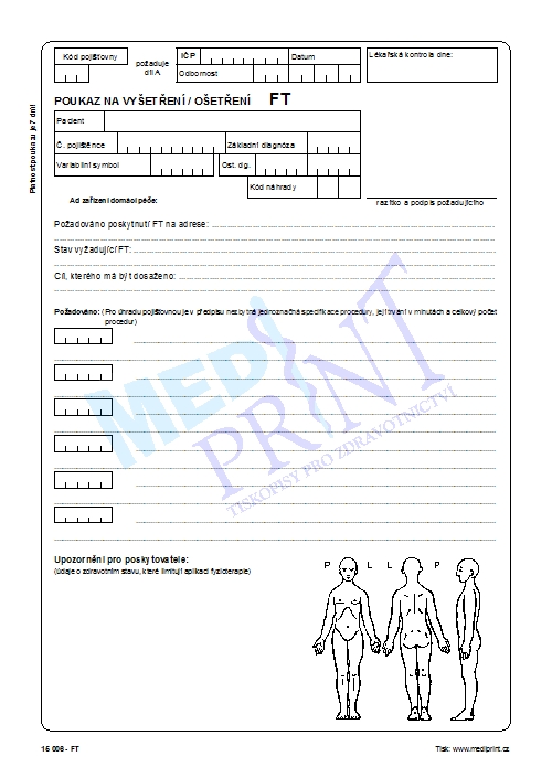 Poukaz na vyšetření - ošetření FT A4