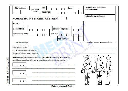 Poukaz na vyšetření - ošetření FT A5 nelep.80