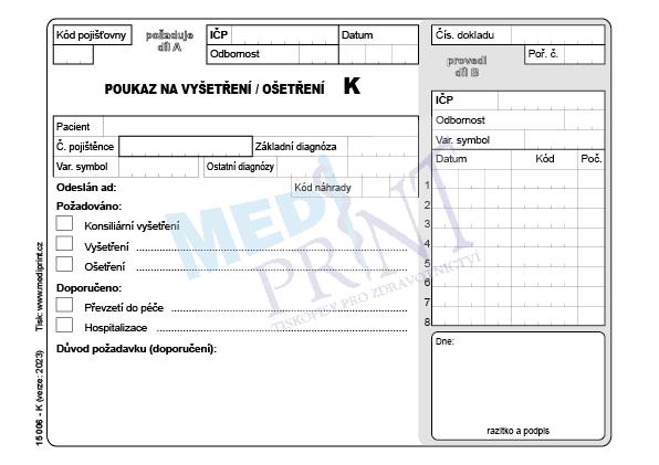 Poukaz na vyšetření - ošetření K A5 NCR