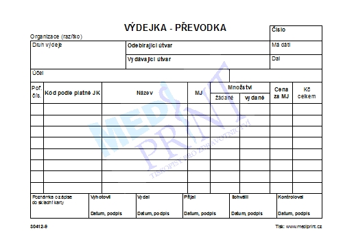 Výdejka - převodka A5